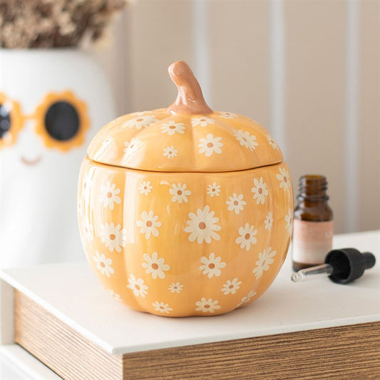 Groovy floral pumpkin oil burner for autumn and Halloween