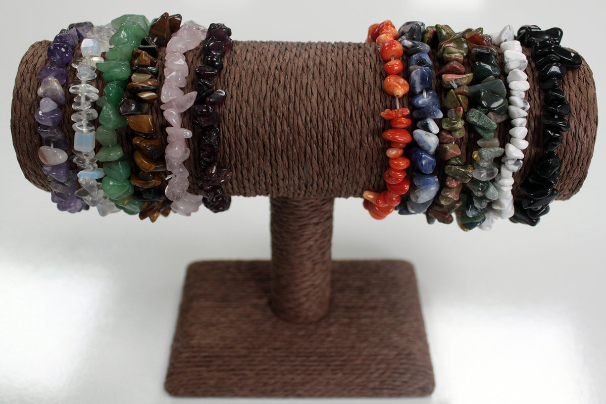 Moss Agate Gemstone Chip Bracelet