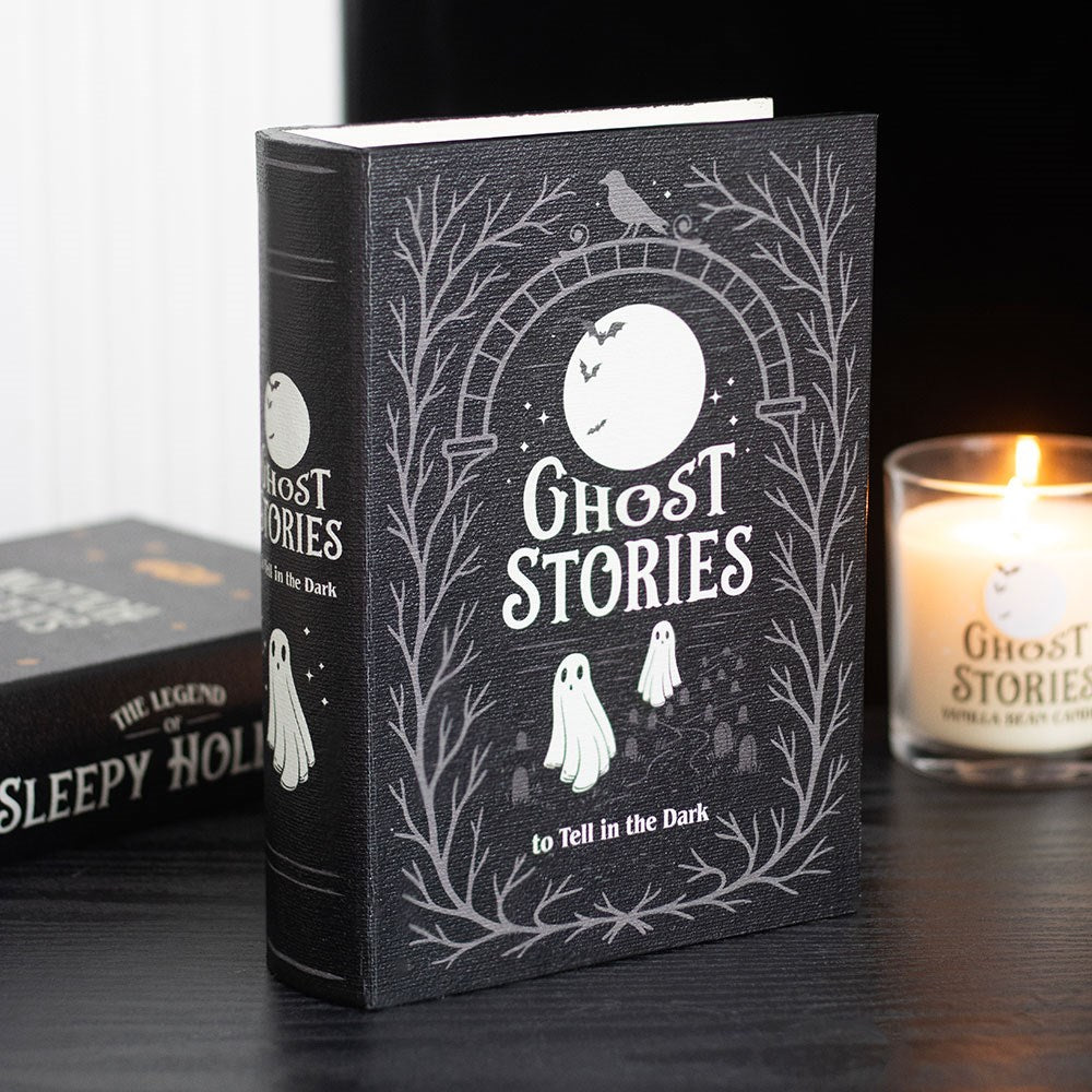 Ghost Stories book shaped storage box with gothic ghost design