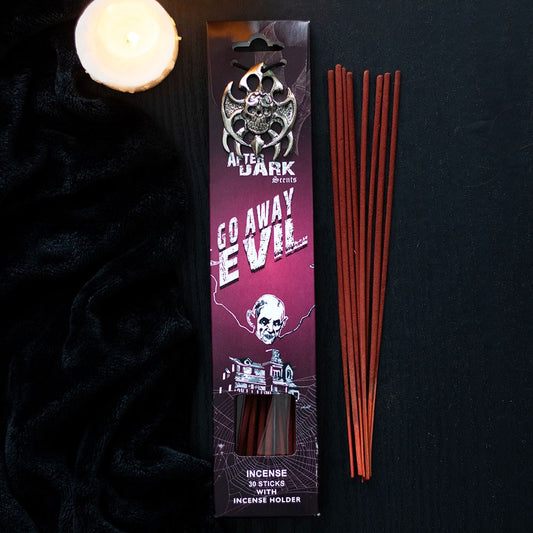 Go Away Evil rose incense sticks and gothic holder set