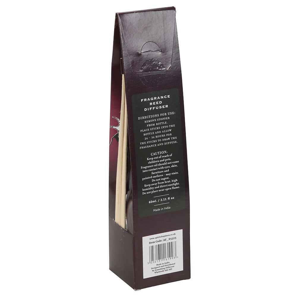Back of Go Away Evil reed diffuser packaging