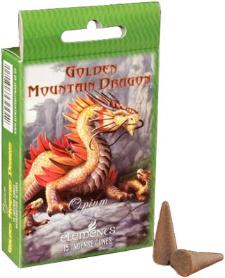 Golden Mountain Dragon opium incense cones by Elements
