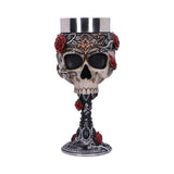 Gothic Roses Skull Wine Glass