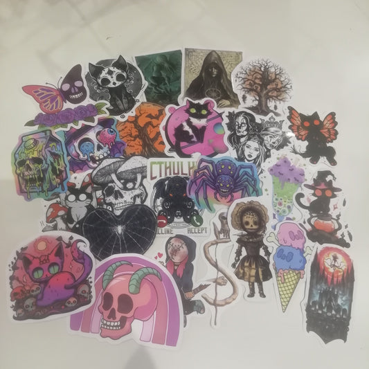 Assorted bundle of 25 gothic and alternative stickers