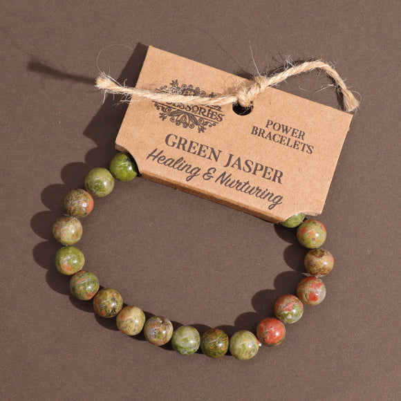 Green Jasper Crystal Bead Bracelet