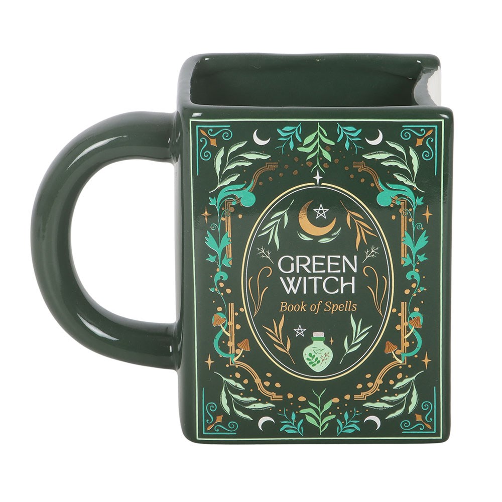 Green Witch spellbook mug front view