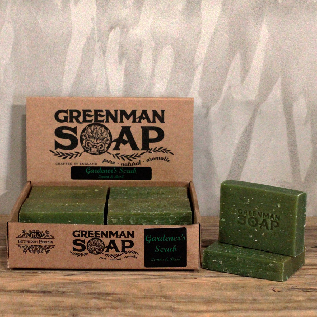 Greenman Gardener's Scrub soap with packaging
