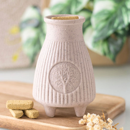 Greige ceramic Palo Santo incense brick burner