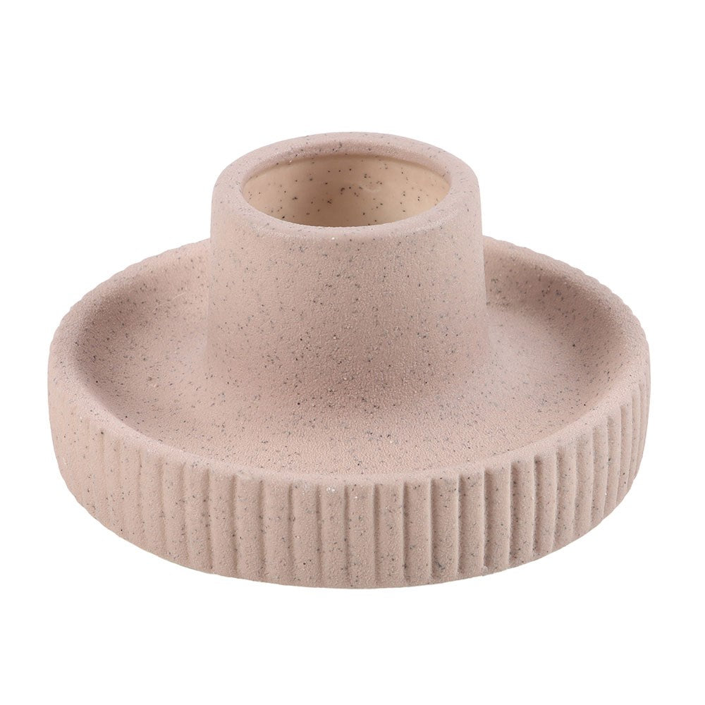 Greige ribbed ceramic smudge bowl front view