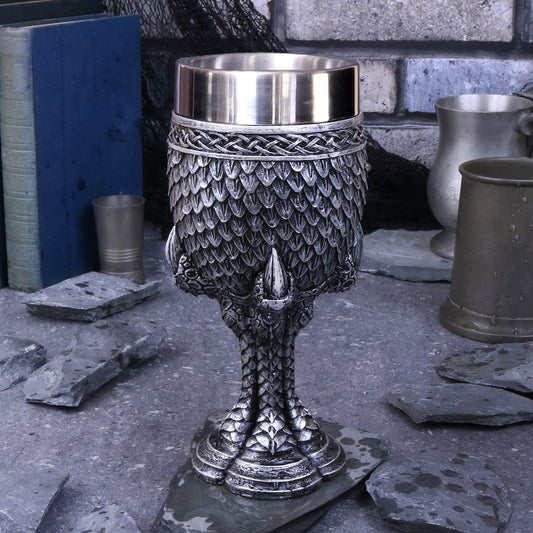 Grey dragon claw goblet with scale design
