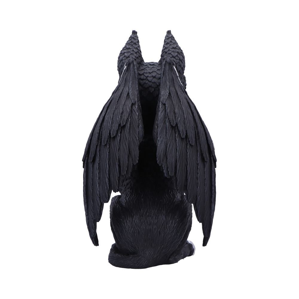 Large Griffael black griffin figurine rear view