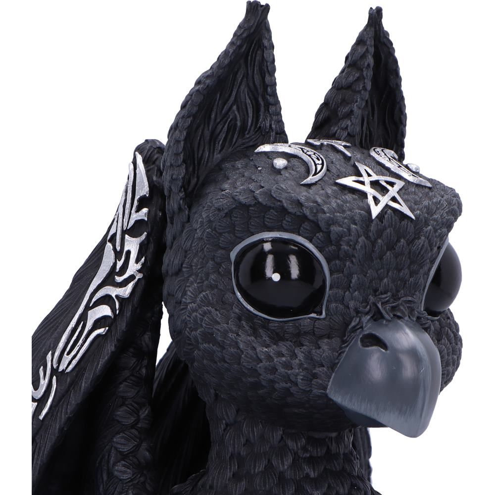 Large Griffael black griffin figurine face detail