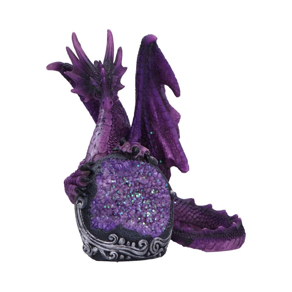 Purple dragon and crystal geode ornament front view