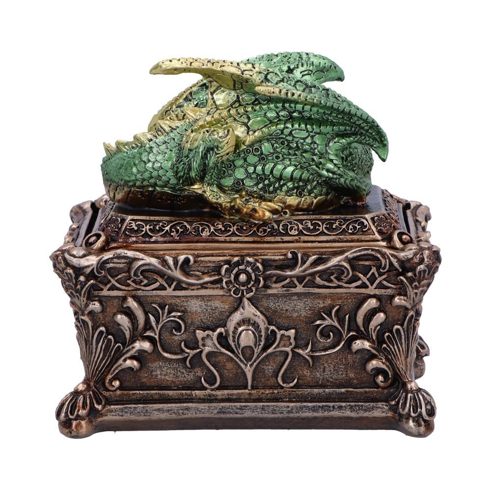 Rear view of Guardian of the Hoard dragon trinket box