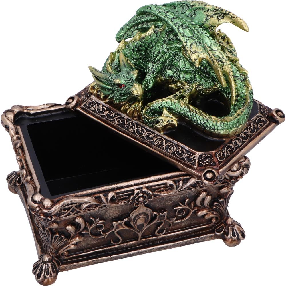 Guardian of the Hoard trinket box open showing storage compartment