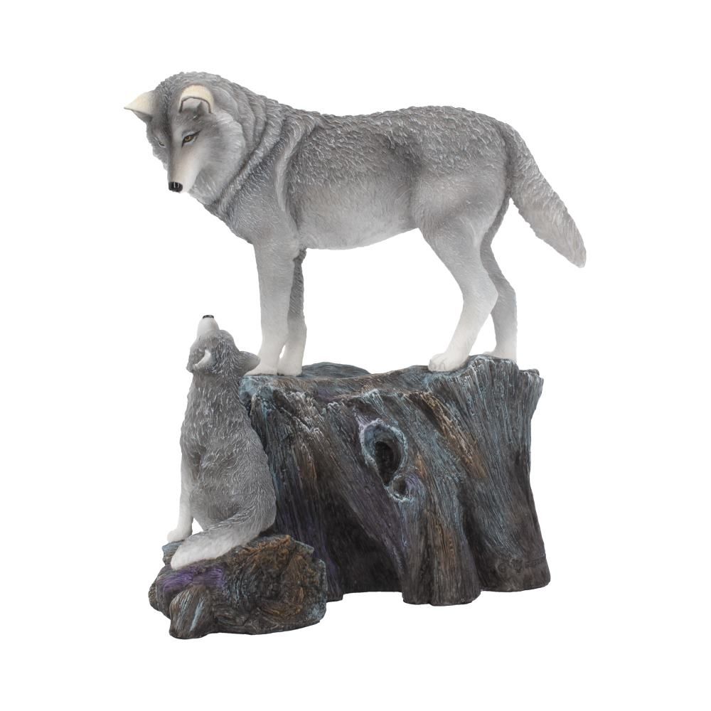 Lisa Parker Guidance adult wolf and pup figurine side view