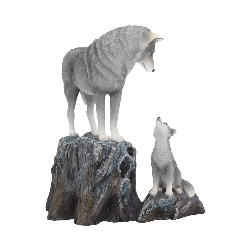 Guidance wolf and pup ornament rear view