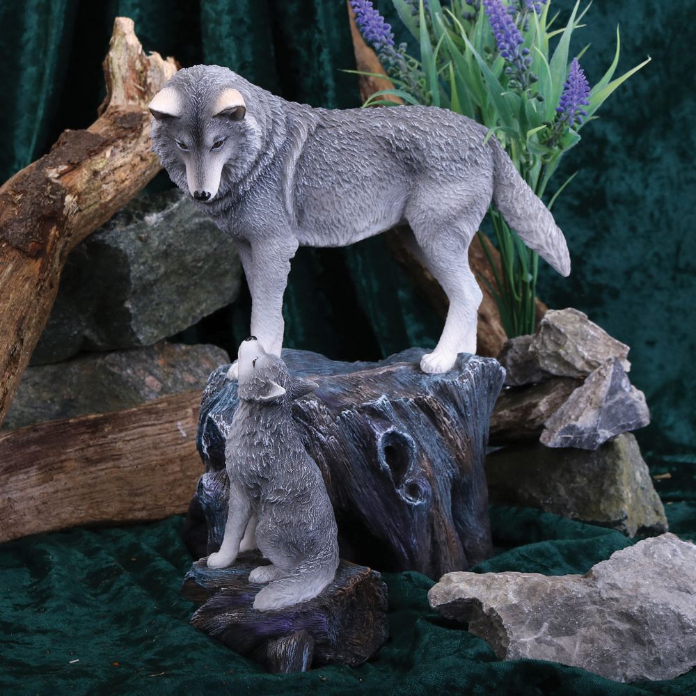 Lisa Parker Guidance wolf and pup figurine woodland display
