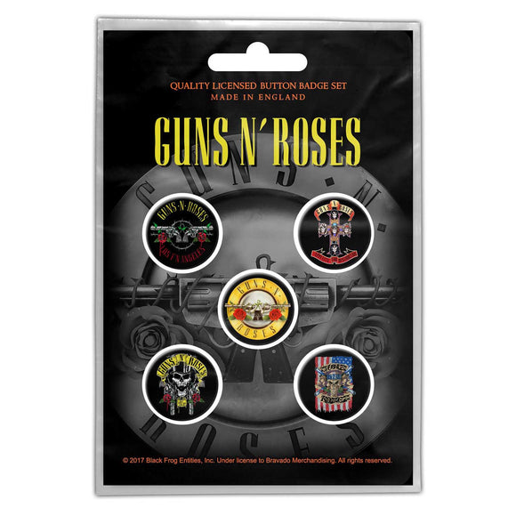 Guns N' Roses Button Badge Set: Bullet Logo