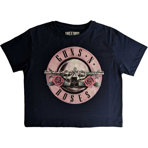 Guns N' Roses Crop Top, Navy Blue