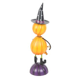 Orange Metal Pumpkin Man Ornament with Witch Hat