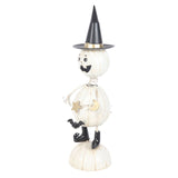 White Metal Pumpkin Witch Ornament