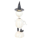 White Metal Pumpkin Witch Ornament