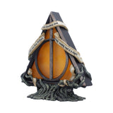 Angled view of the Deathly Hallows lamp and detailed base