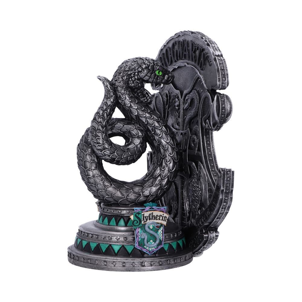 Side view of Slytherin serpent resin bookend