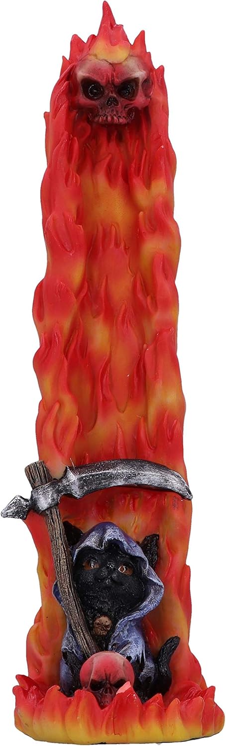 Hell Puss Reaper Black Cat & Flames Incense Burner