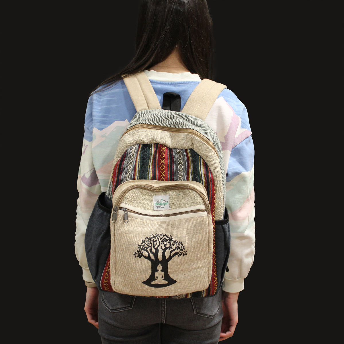 Hemp & Cotton Buddha Bodhi Tree Backpack (large)