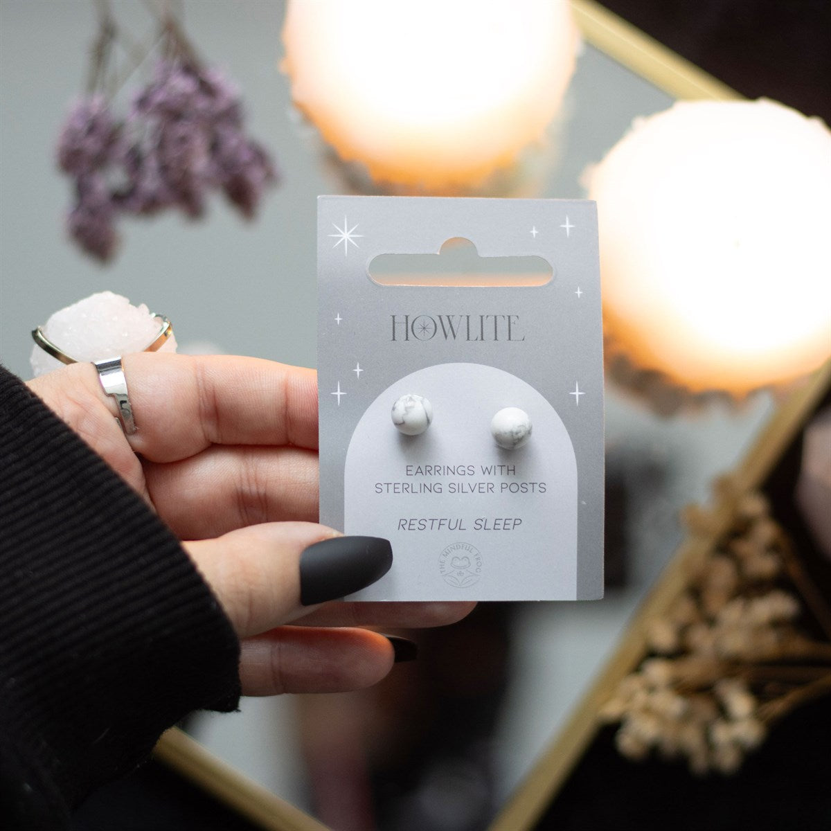Howlite Crystal Stud Earrings