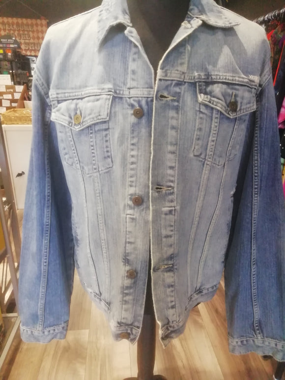 Ladies Distressed Denim Jacket, Large