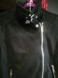 Black biker style faux suede jacket, size 8