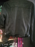 Black biker style faux suede jacket, size 8