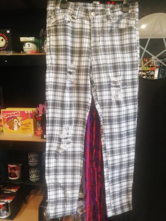 Banned Alternative Distressed Checked Jeans