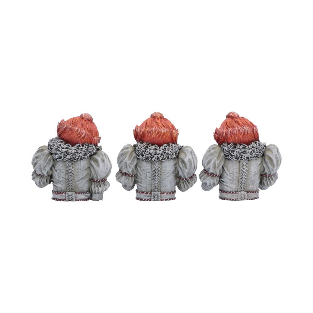 Rear view of IT Three Wise Pennywise figurines