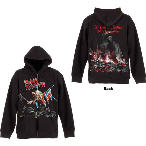 Iron Maiden Unisex Zipped Hoodie: Scuffed Trooper