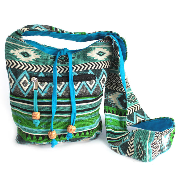 Jacquard Teal Sling Bag