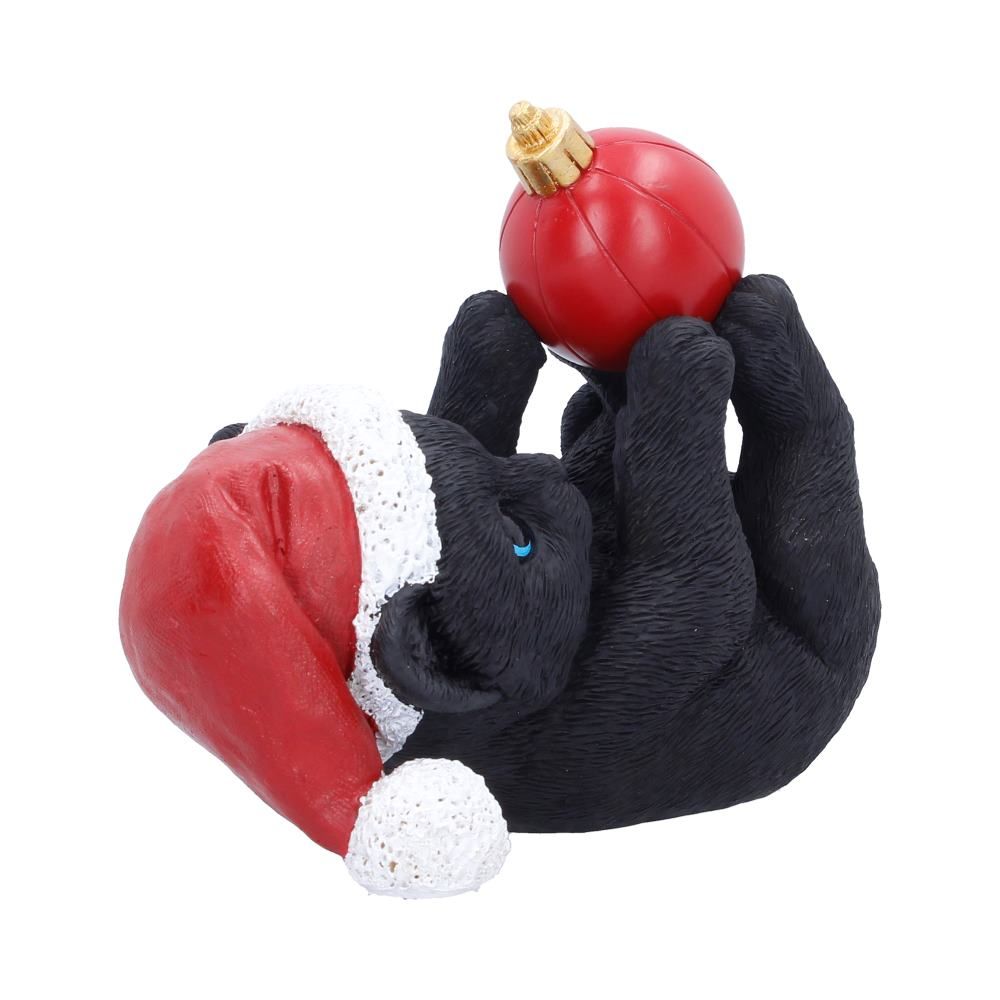 Jingle Paws Christmas cat figurine wearing a red Santa hat