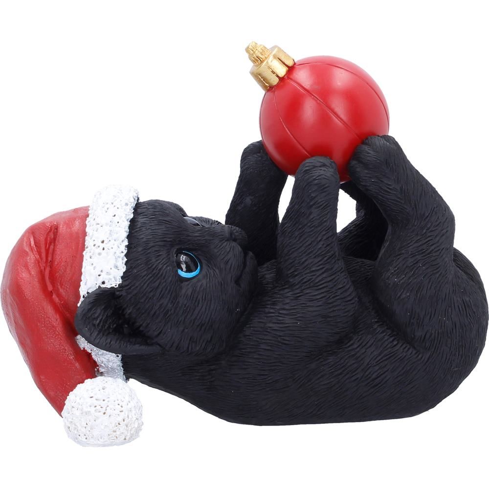 Jingle Paws Christmas cat ornament with red bauble