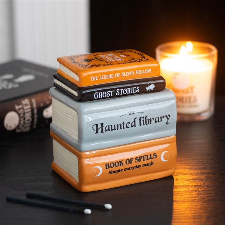 Haunted Library Book Stack Oil Burner