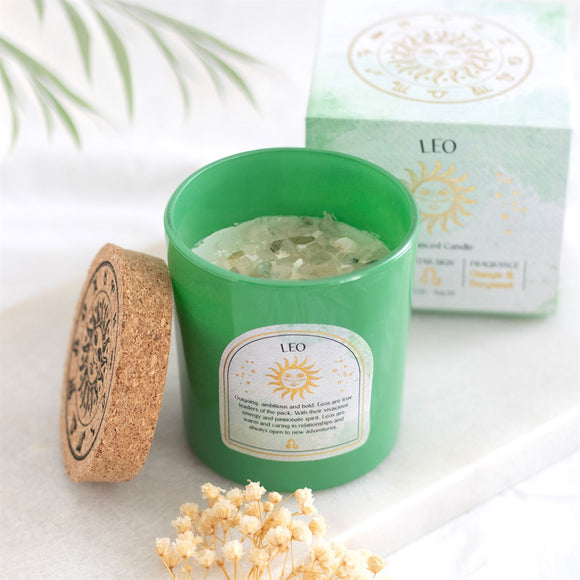 Leo Orange & Bergamot, Aventurine Crystal Candle