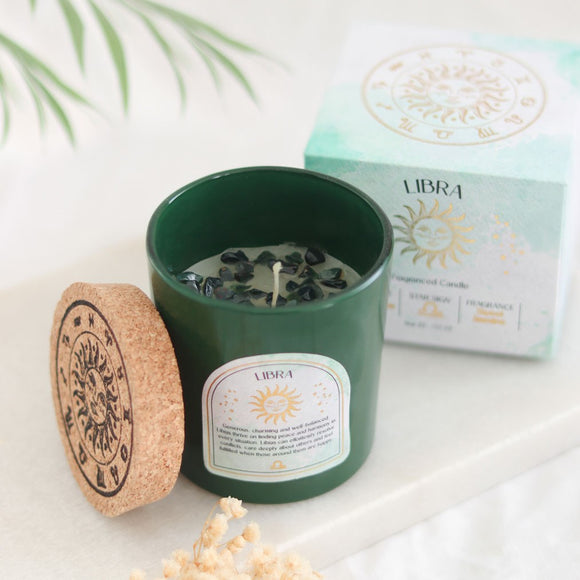 Libra - Sweet Jasmine - Bloodstone Crystal Candle