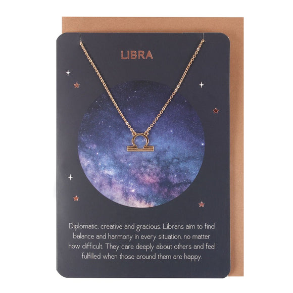 Libra Zodiac Necklace Greetings Card