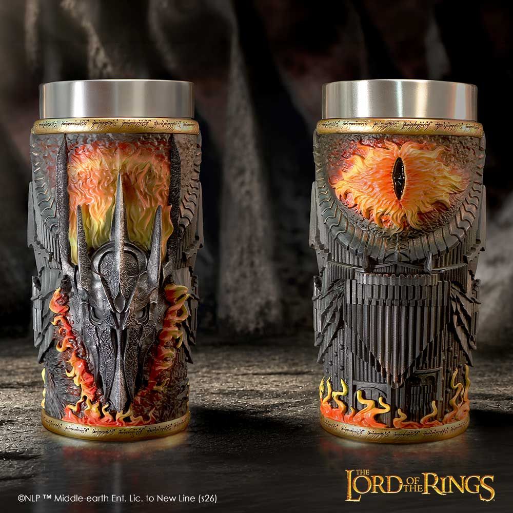 Sauron collectible tumbler front and rear views