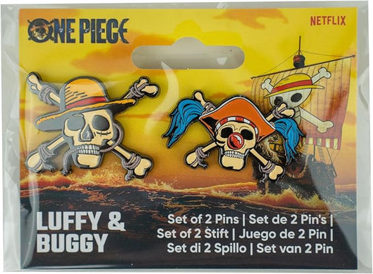 One Piece - Luffy & Buggy pin badge set
