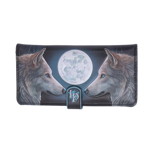 purse with two wolves and a moon pictured