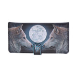 purse with two wolves and a moon pictured