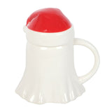 Ghost Mug with Santa Hat Lid